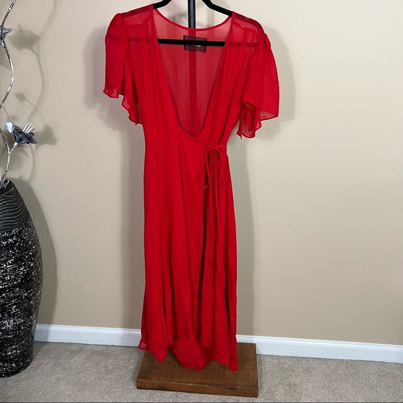 Reformation Frances Red Wrap Dress - Picture 3 of 8